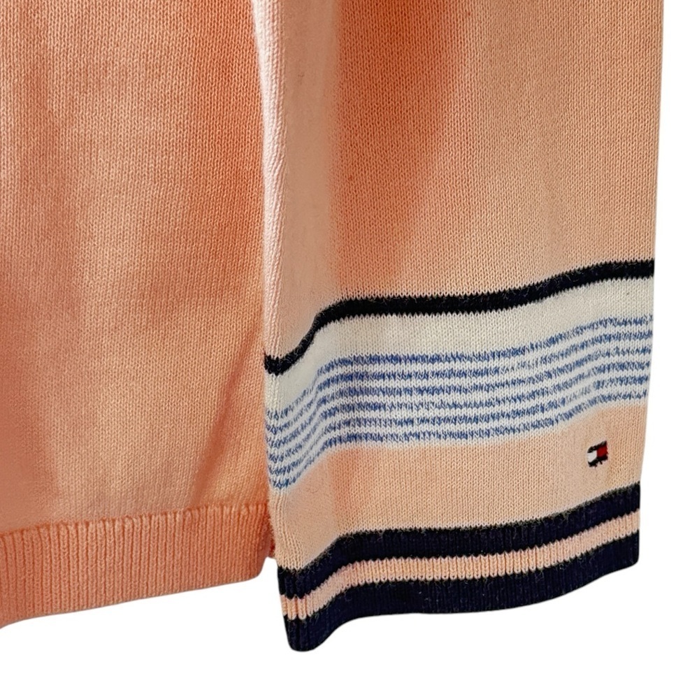 Tommy Hilfiger NEW Pink V-Neck Sweater Blue Trim Tennis Classic Women’s Size Med - Picture 3 of 10
